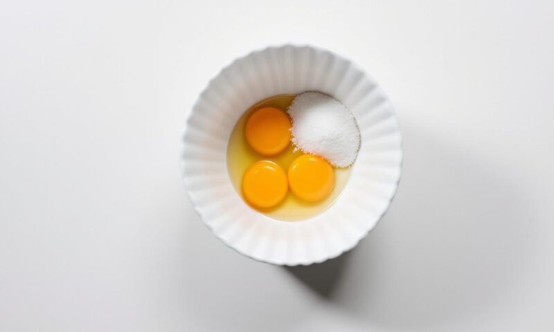 минималистичная кухня с яичными желтками и сахаром