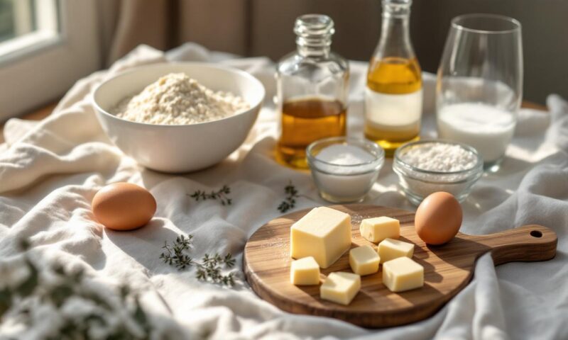 ингредиенты для хачапури по-мегрельски на белом льняном полотне