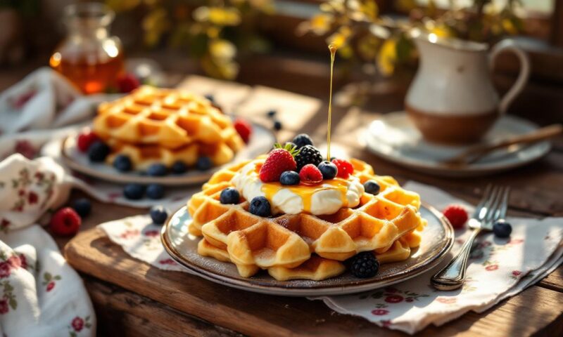 вкусные мягкие венские вафли с творогом и ягодами